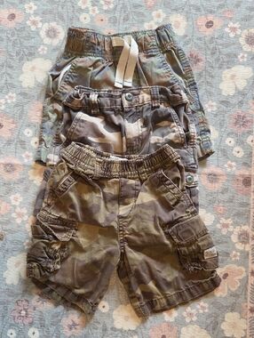 Lot Of 3 - Kids Camouflage Cargo Shorts - Olive Camo